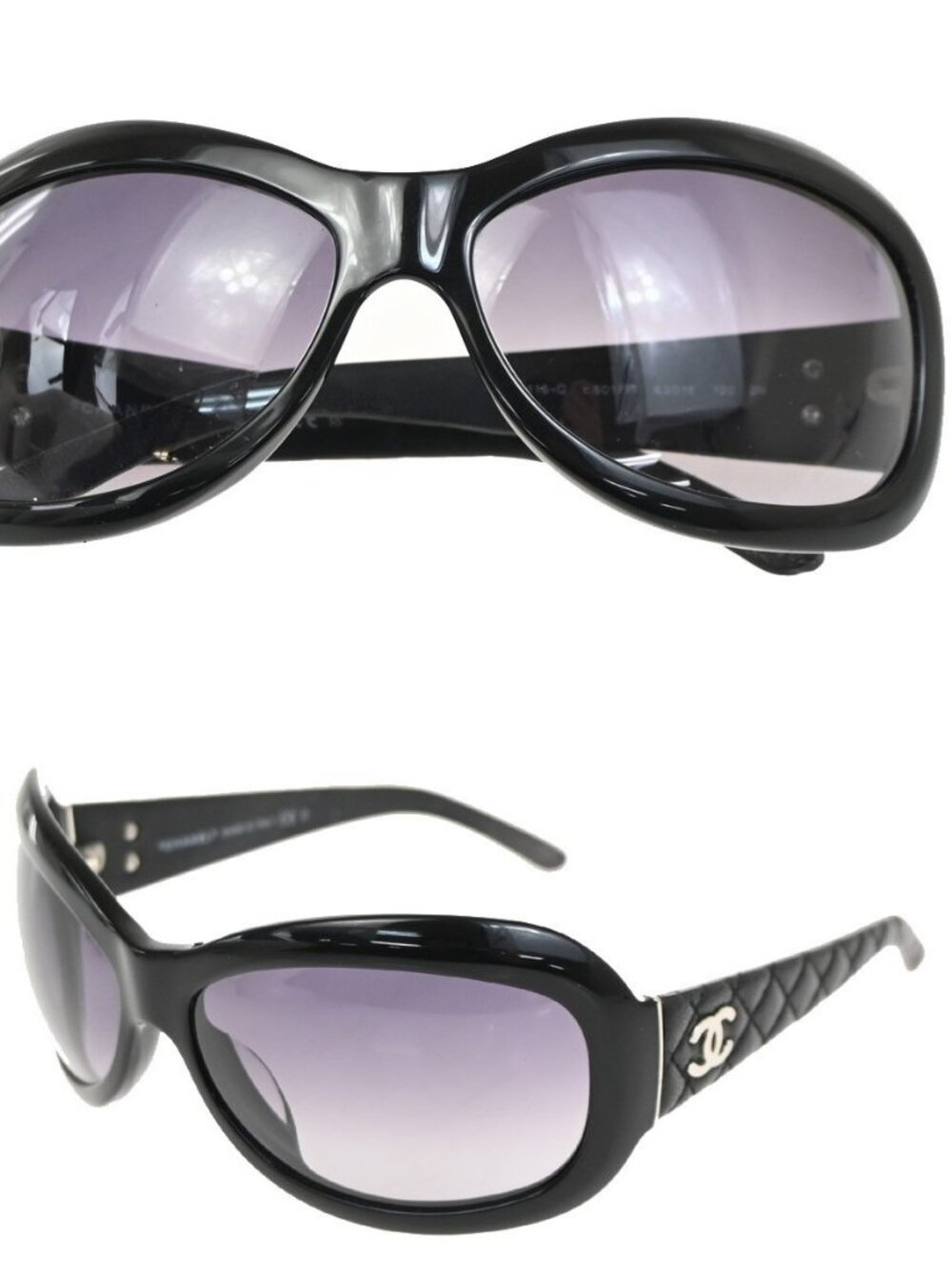 CHANEL CC Logo Matelasse Sunglasses Eye Wear Plastic Leather BK 5116-Q 30RL982